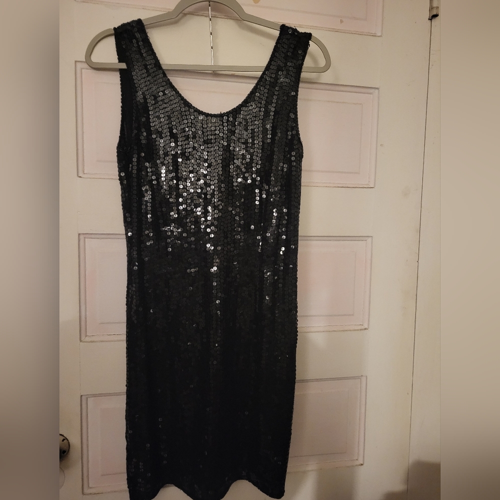 Black Sequin Party Dress, Sleeveless